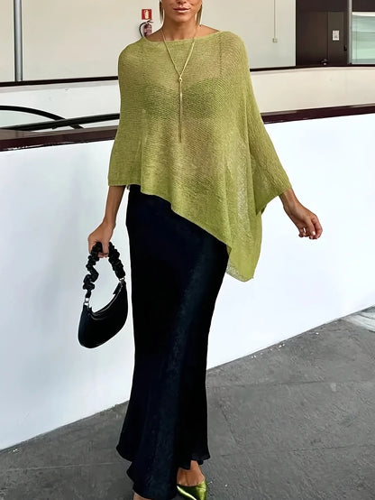 Multi-Wear Loose Knitwear Shawl Pullover, Casual Daily Wear