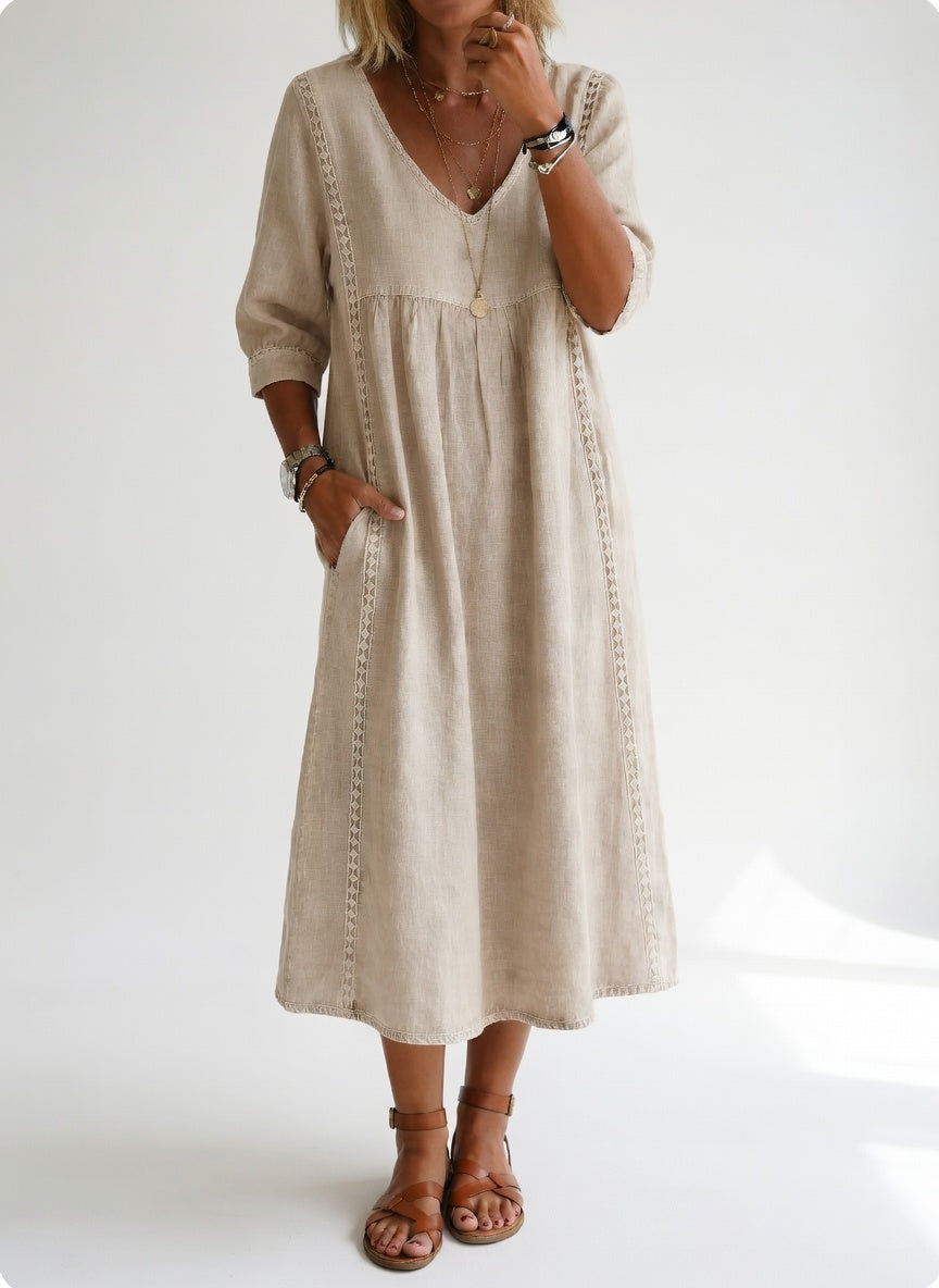 Lioréa™ — Fluid midi dress, relaxed and elegant