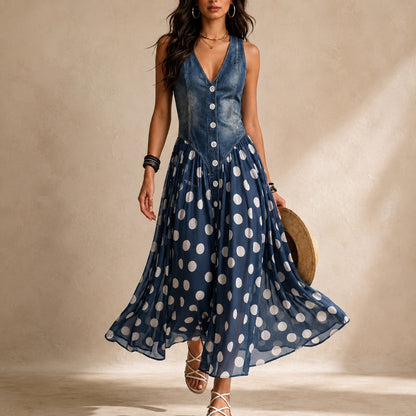Bianca | Polka-Dot Chiffon Midi Dress