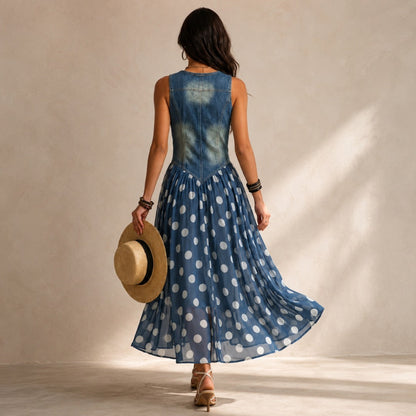 Bianca | Polka-Dot Chiffon Midi Dress