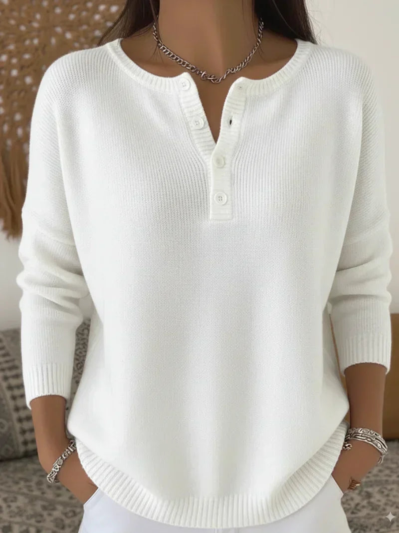 Helena - Knitted Buttoned Henley