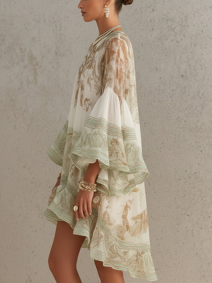 Rosalie Mini Dress — mousseline with flutter sleeves