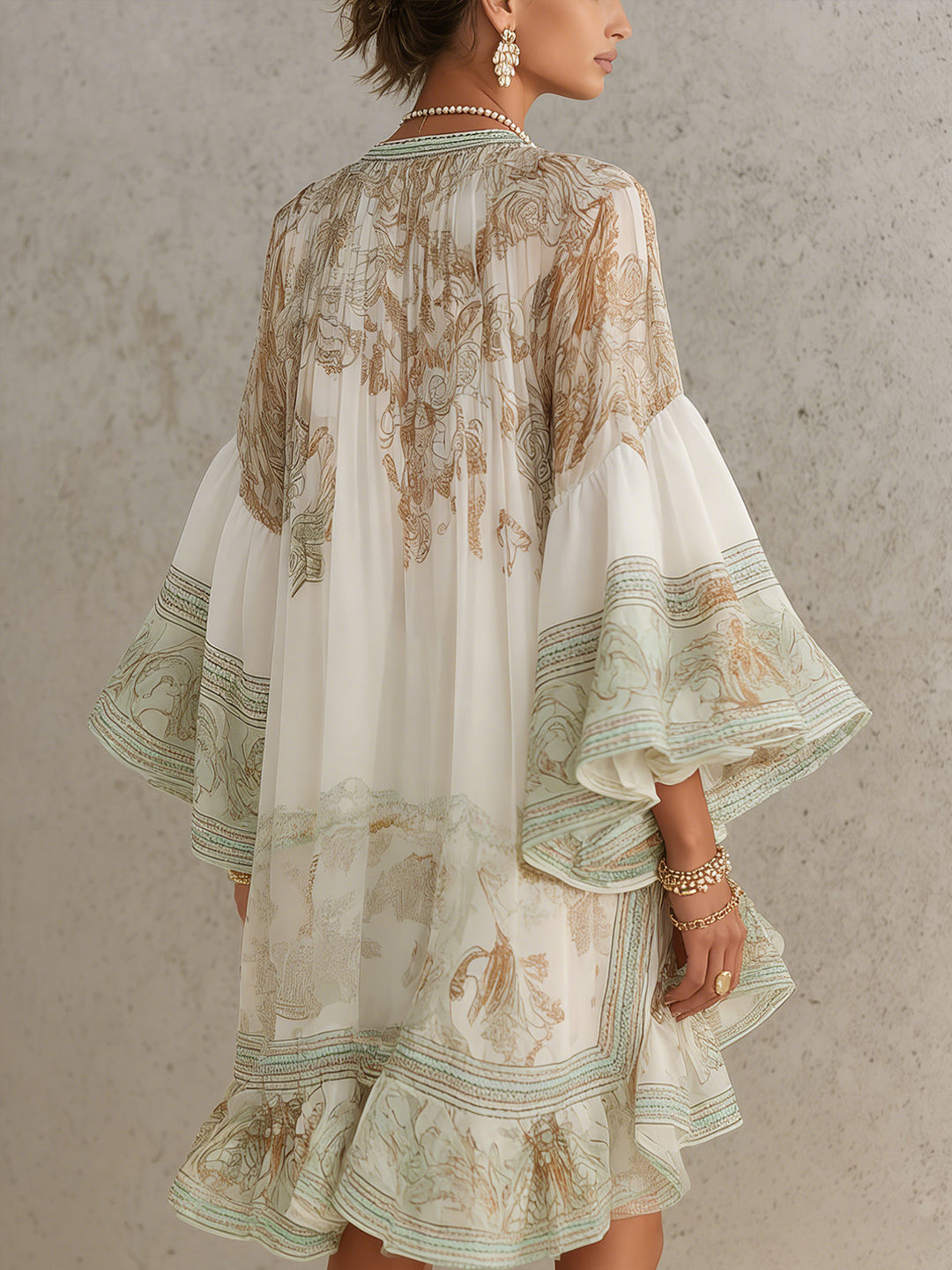 Rosalie Mini Dress — mousseline with flutter sleeves