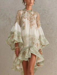 Rosalie Mini Dress — mousseline with flutter sleeves