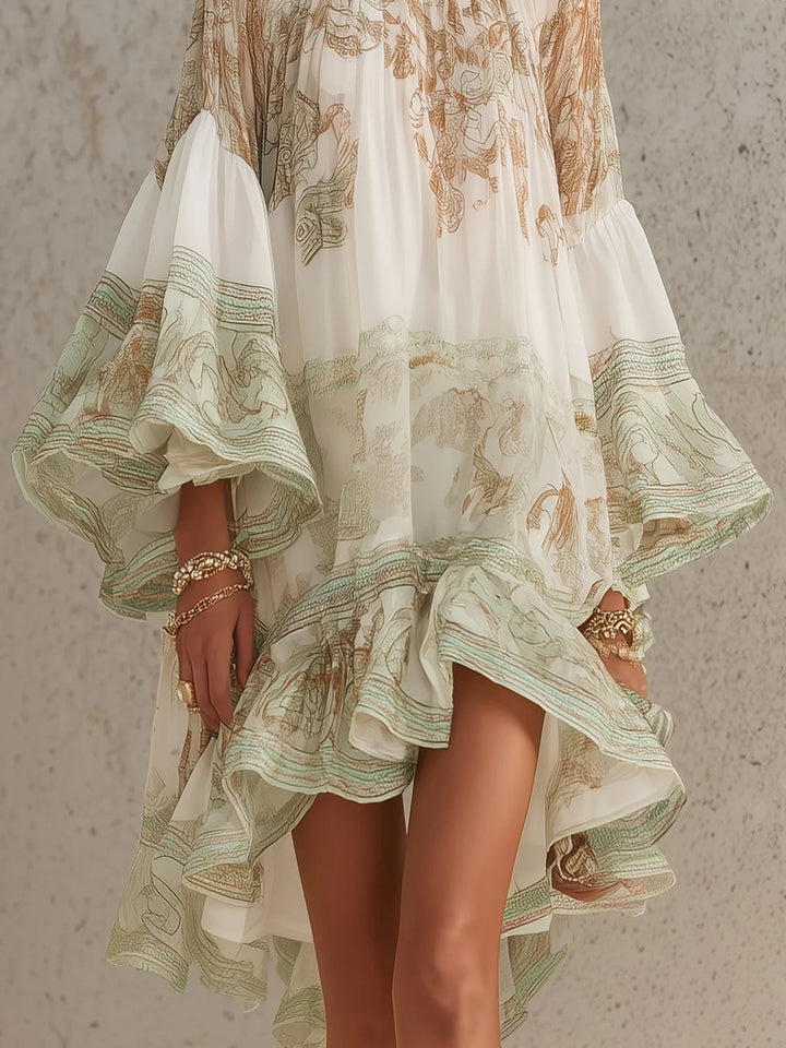Rosalie Mini Dress — mousseline with flutter sleeves