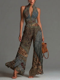 Pleated Wide-leg Chiffon Jumpsuit