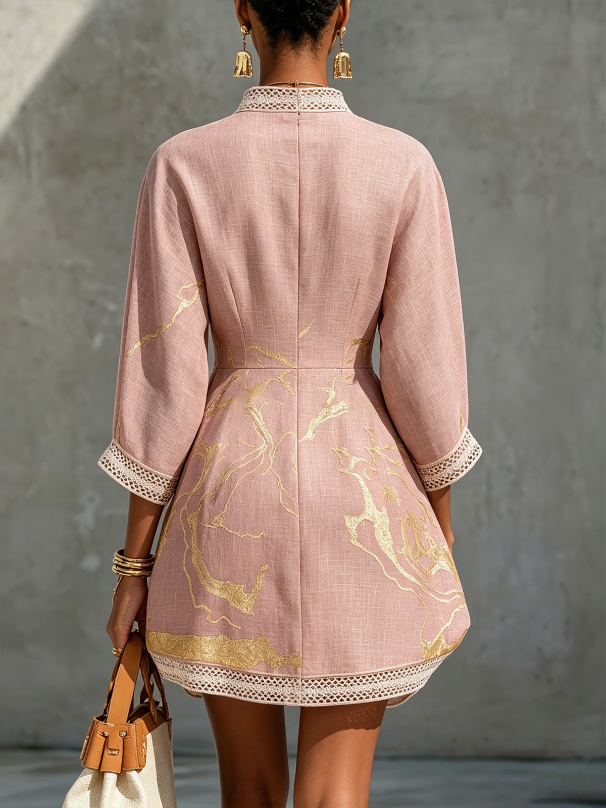 Ninon Mini Dress — pink crochet lace