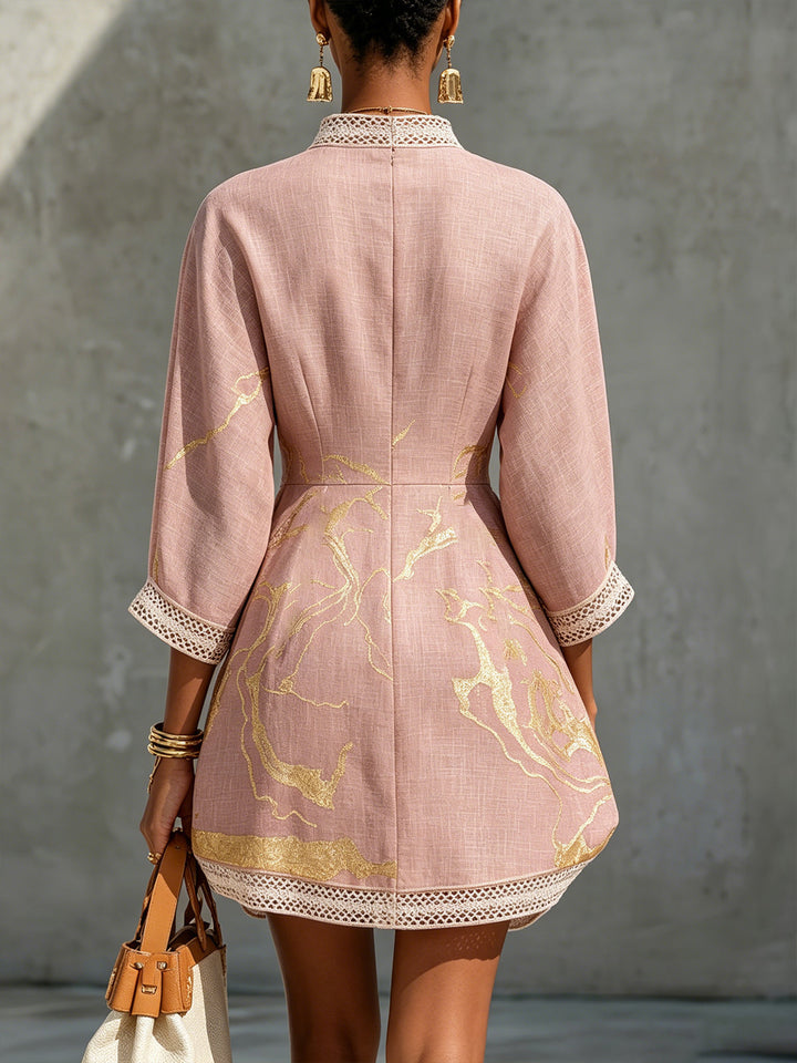 Ninon Mini Dress — pink crochet lace