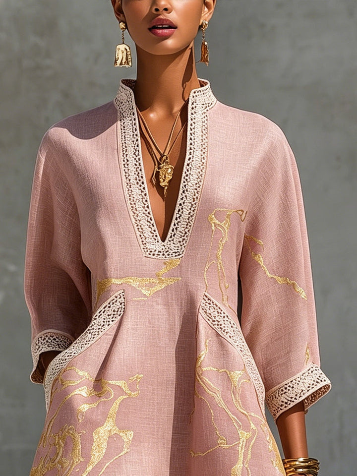 Ninon Mini Dress — pink crochet lace