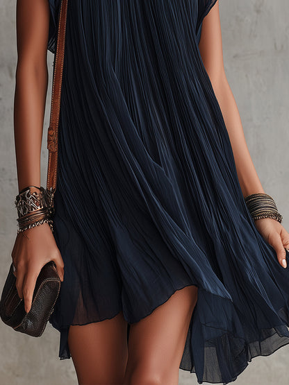 Apolline Mini Dress — embroidered pleated mousseline