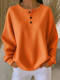 Mirabel - Comfortable Henley Sweatshirt with a Waffle Pattern