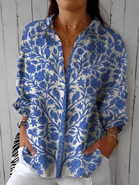 Vivienne – Blue Floral Blouse