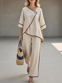 Sienna | Asymmetrical Linen Pants Set