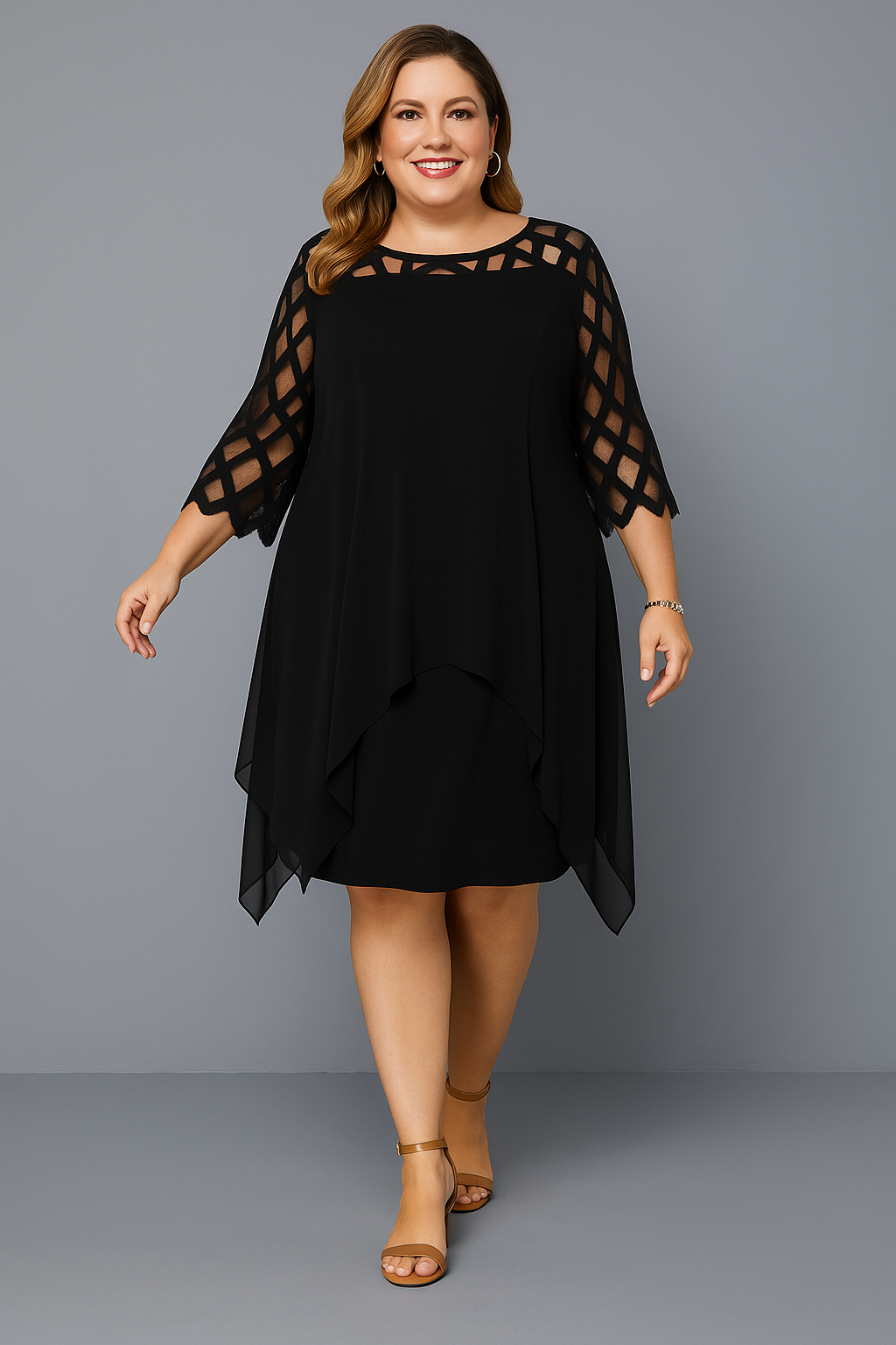 Evelyn™ | Elegant Lace Sleeve Tummy Covering Dress