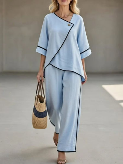 Sienna | Asymmetrical Linen Pants Set