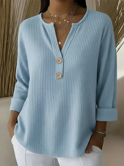 Lucinda™ | Henley Button-Up Top