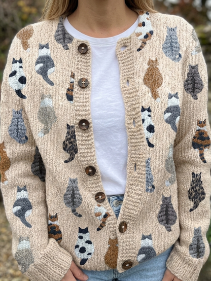 Foreverduo® | The Feline Motif Knit Cardigan