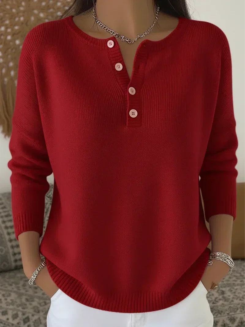 Helena - Knitted Buttoned Henley