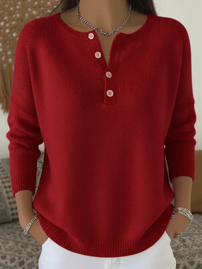 Helena - Knitted Buttoned Henley