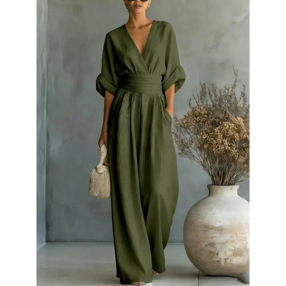 Elowen | Elegant Draped Wide-Leg Jumpsuit