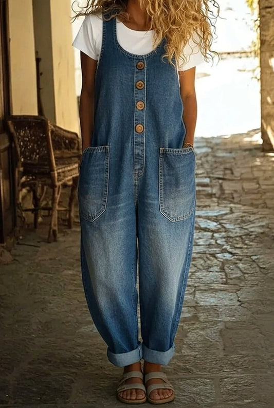 Nancy | Vintage Washed Cotton Denim Overalls