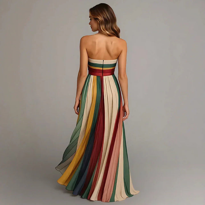 ELVENA™ | Strapless Pleated Maxi Dress