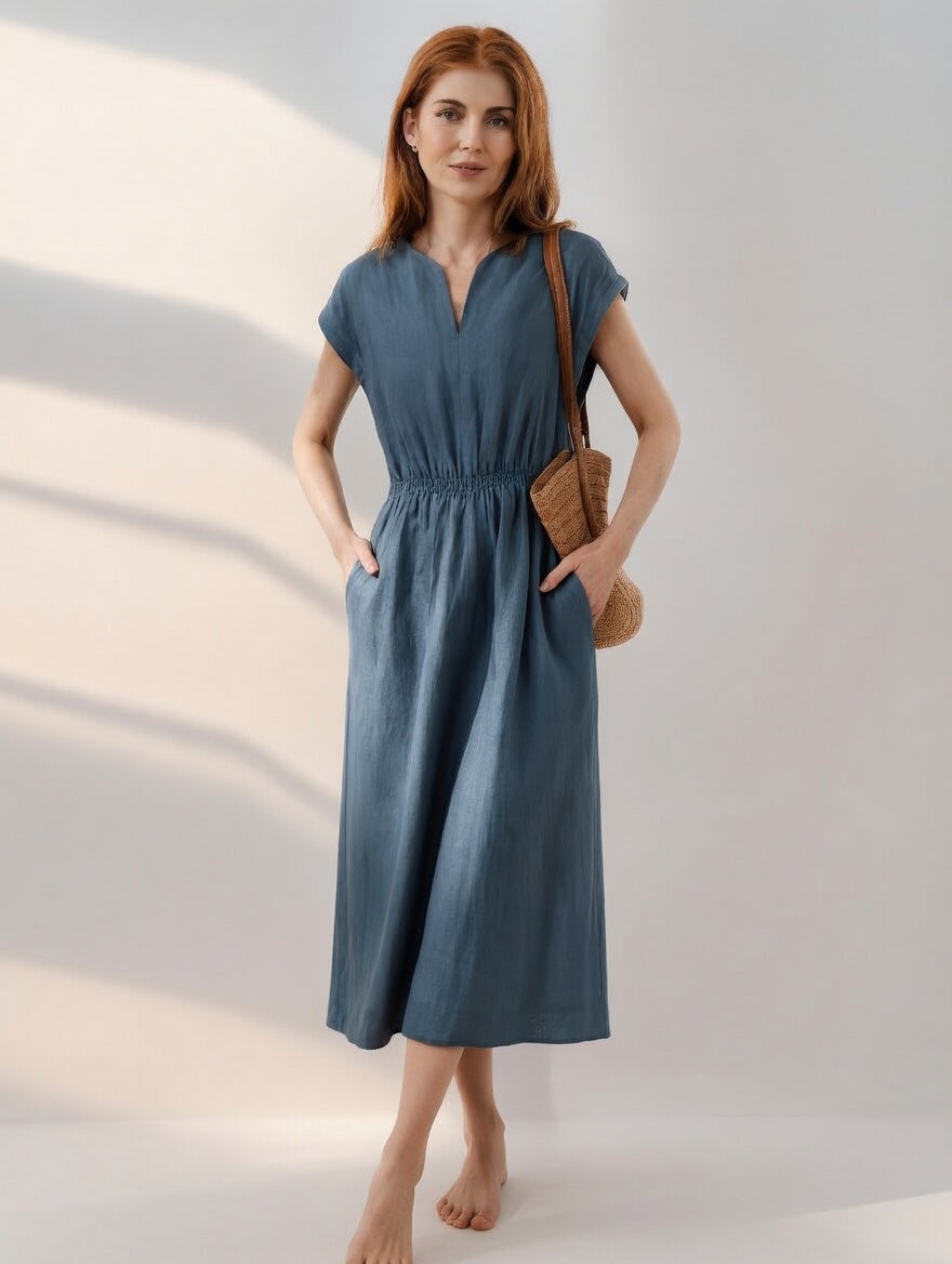 Lina — Fluid and Elegant Linen-Blend Dress