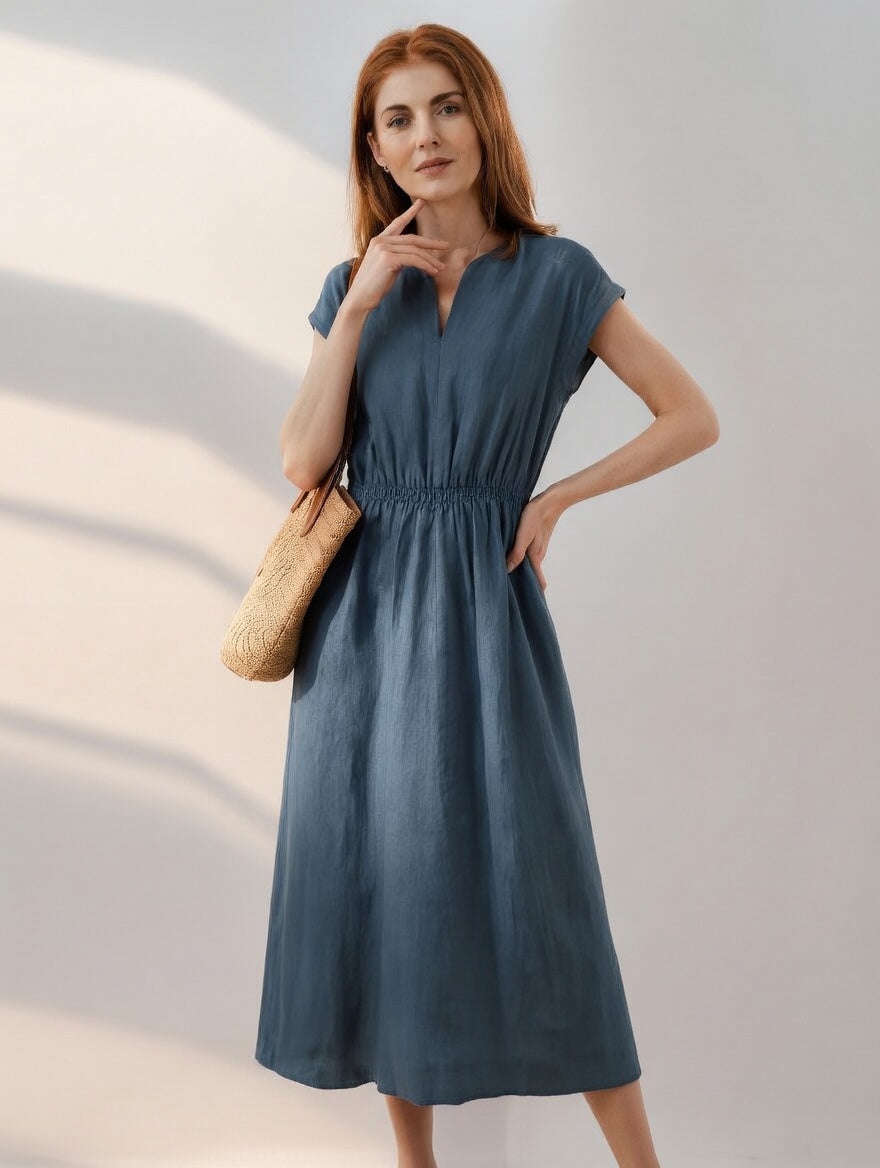 Lina — Fluid and Elegant Linen-Blend Dress