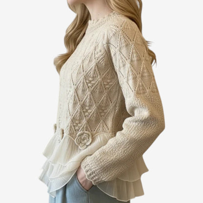 Bethany | Floral Ruffle-Hem Jumper