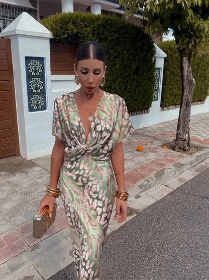 Higinia™ | Midi Dress Printed in Copper Tones
