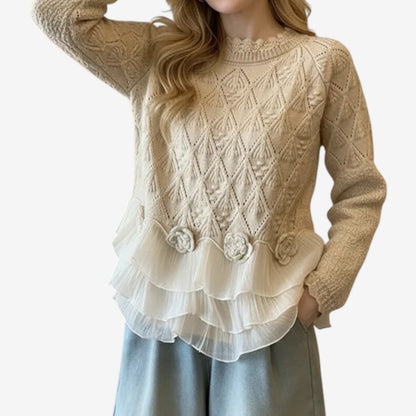 Bethany | Floral Ruffle-Hem Jumper