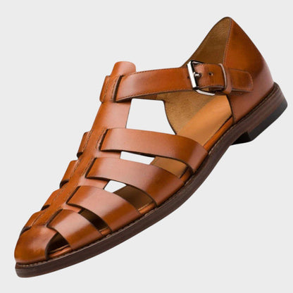 Elyra Woven Leather Cage Sandals
