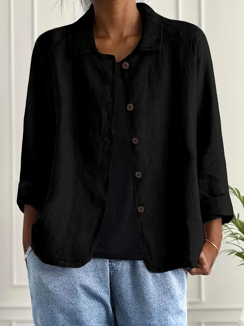 Ysolde™ | Button-Front Shirt-Style Blouse