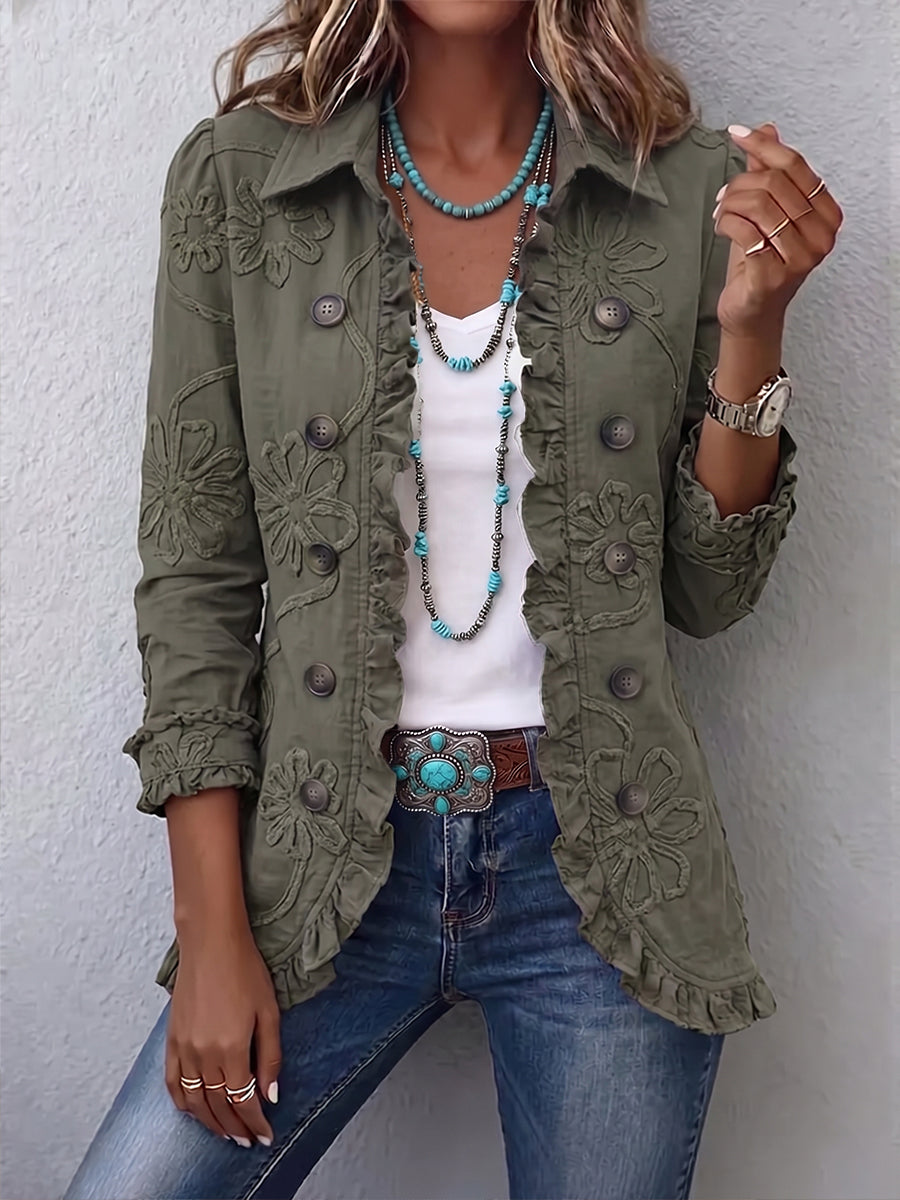 Faustine | Bohemian Floral Embroidered Utility Jacket