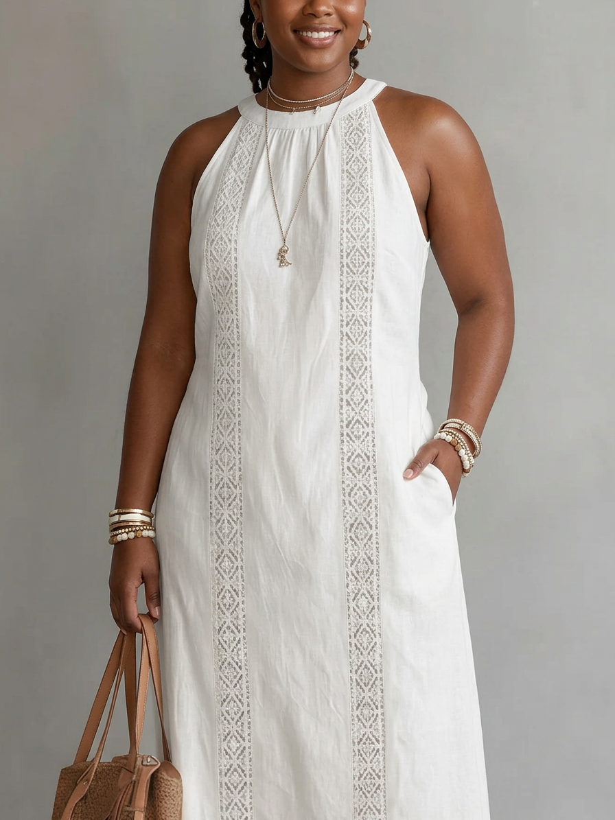 Celine | Sleeveless Lace Midi Dress