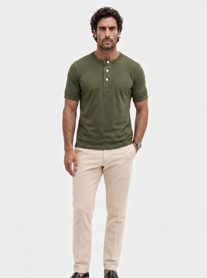 Pure Cotton Henley T-Shirt