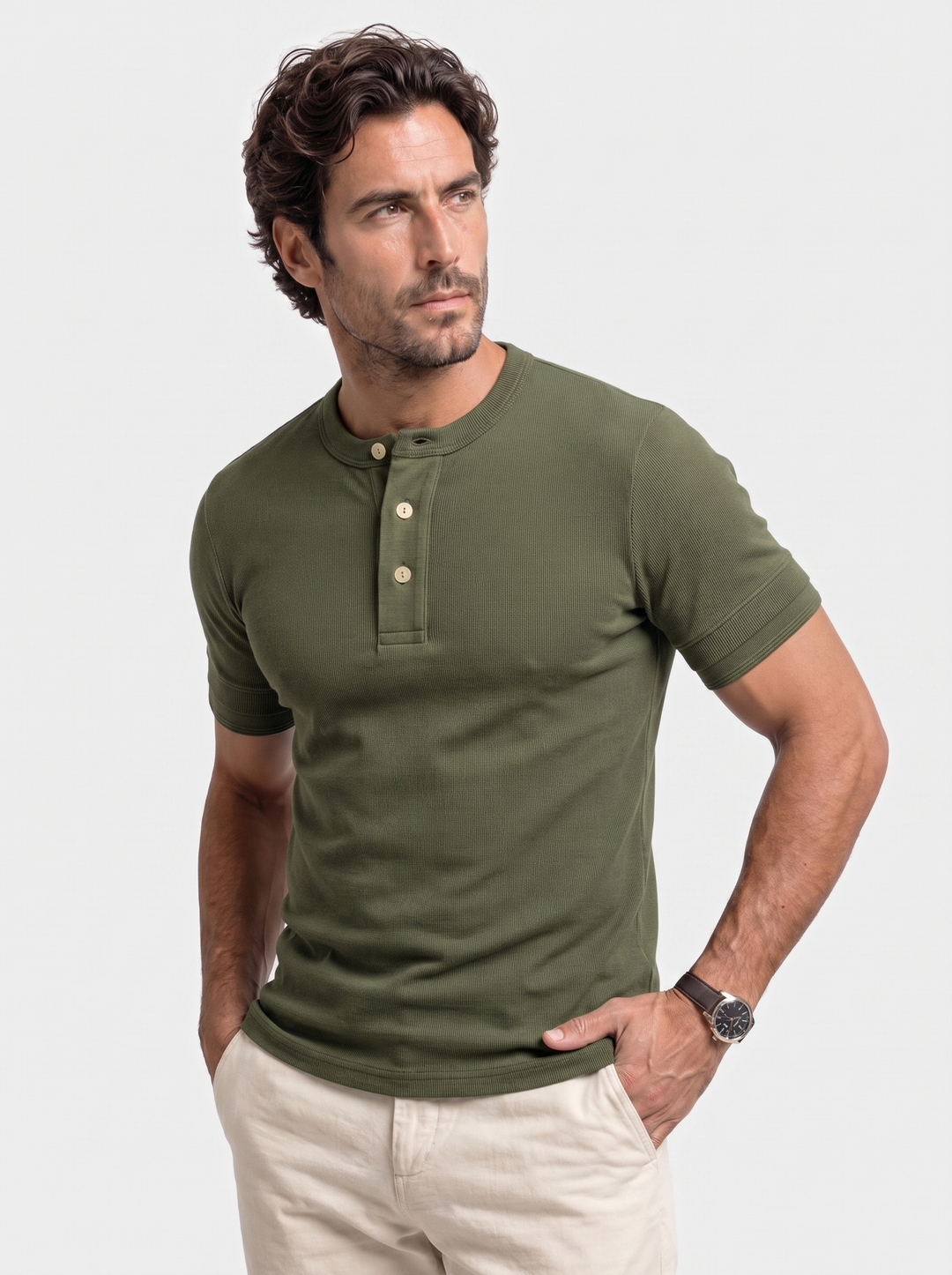 Pure Cotton Henley T-Shirt