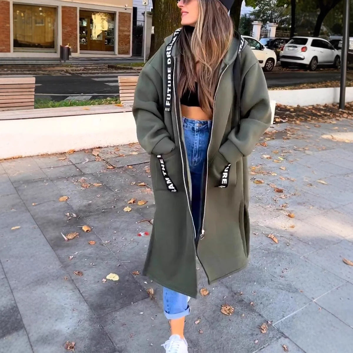 LOUISA | Casual Long Women's Coat with Open Front