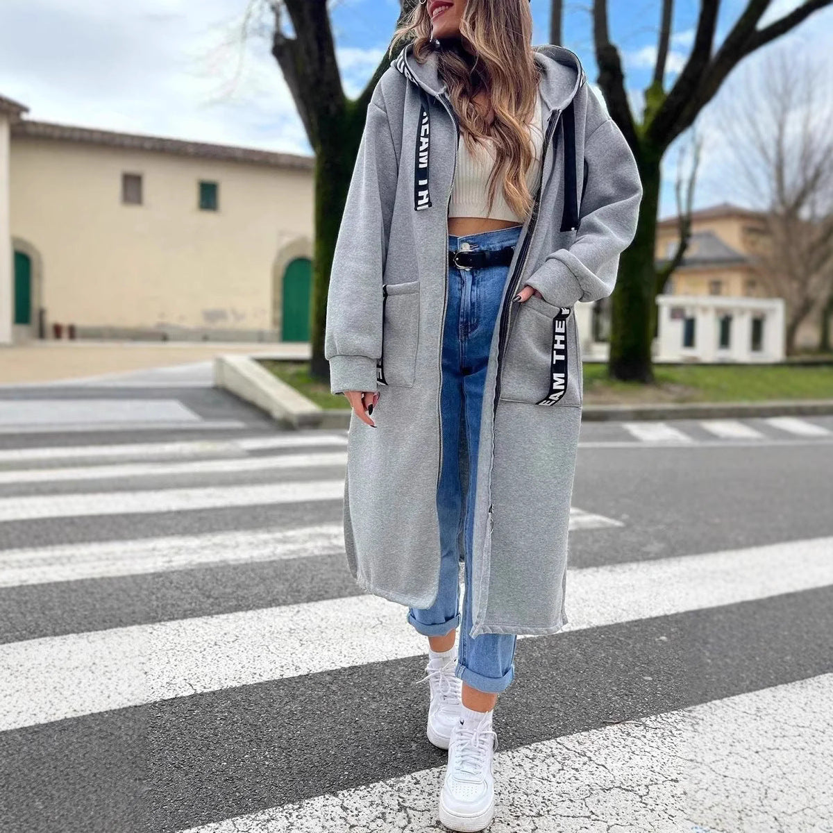 LOUISA | Casual Long Women's Coat with Open Front